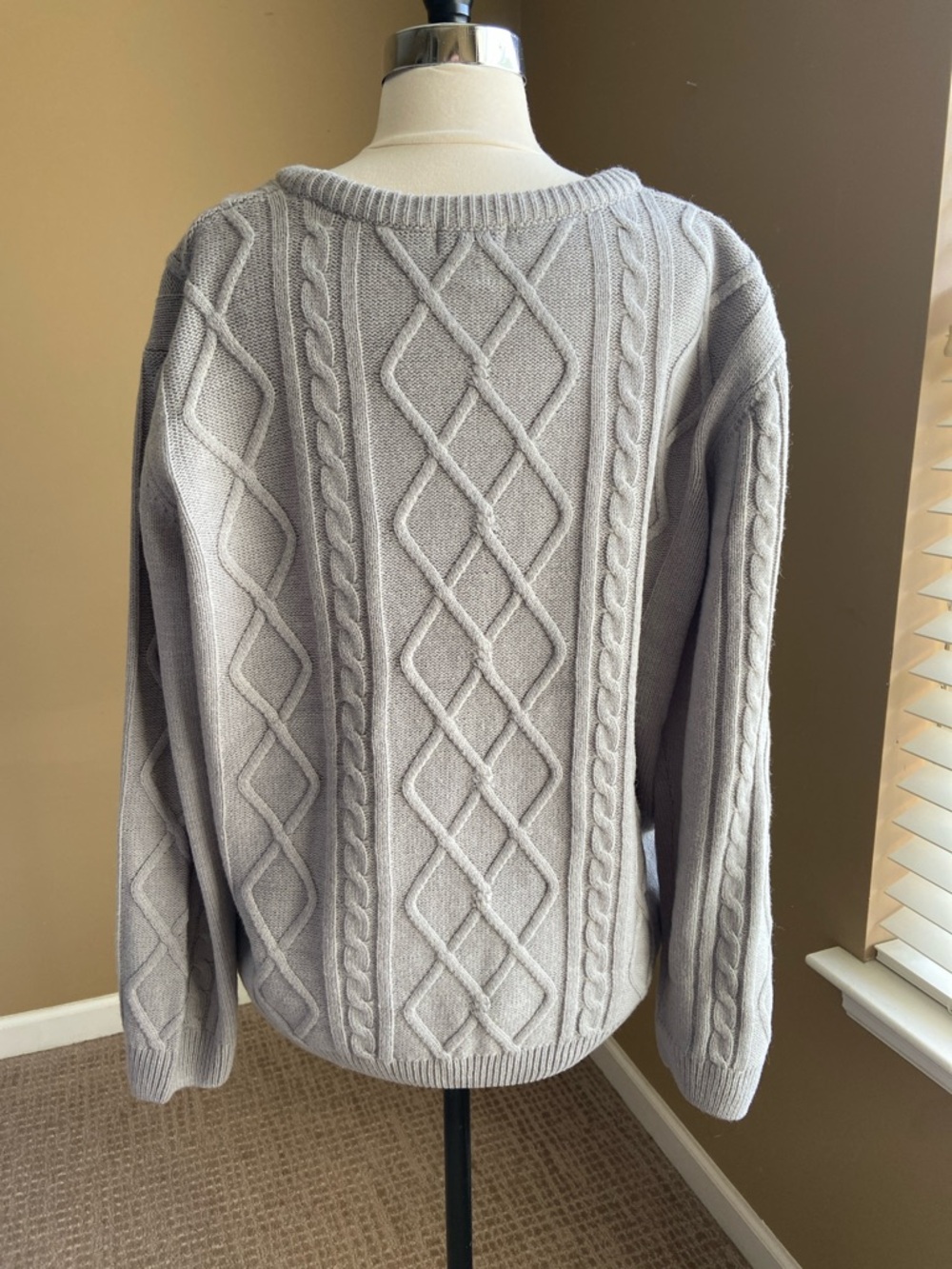Style & Co. Light Gray 100% Cotton Cable Knit Scoop Neck Sweater XLarge - Picture 3 of 5